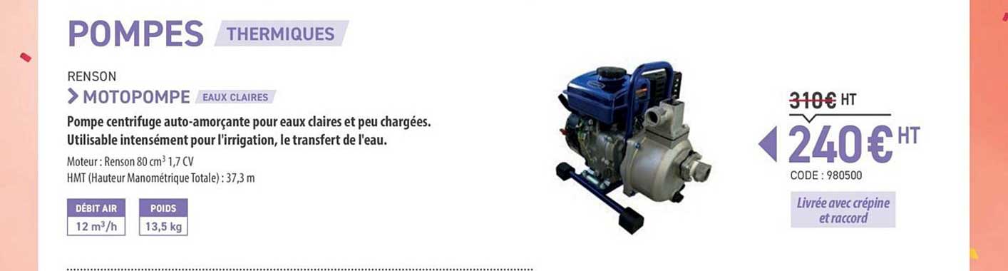 motopompe eaux claires renson
