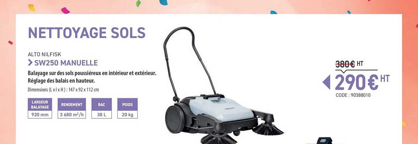 nettoyage sols sw250 manuelle alto nilfisk