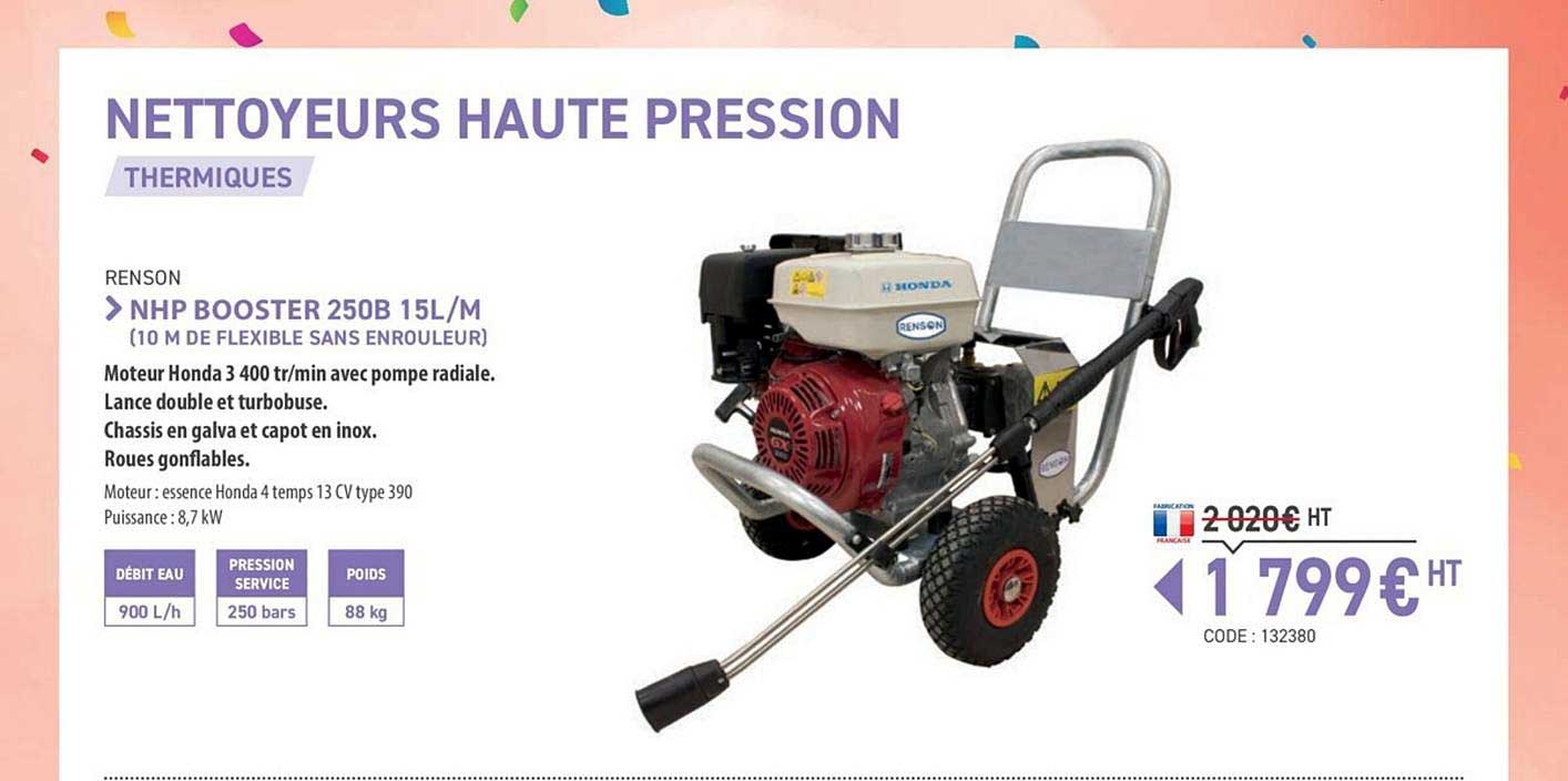 nettoyeurs haute pression thermiques nhp booster 250b 15l m renson