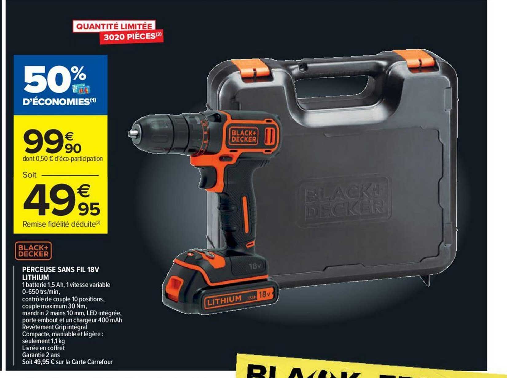 Perceuse Sans Fil 18v Lithium Black+decker