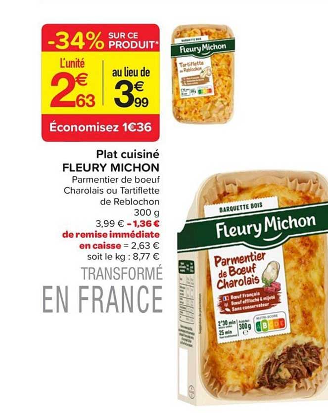 plat cuisiné fleury michon -34% sur ce produit