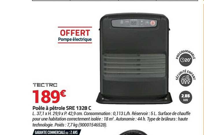 poêle à pétrole sre 1328c tectro