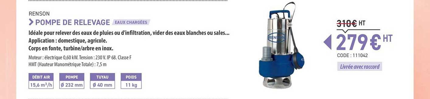 pompe de relevage eaux chargées renson