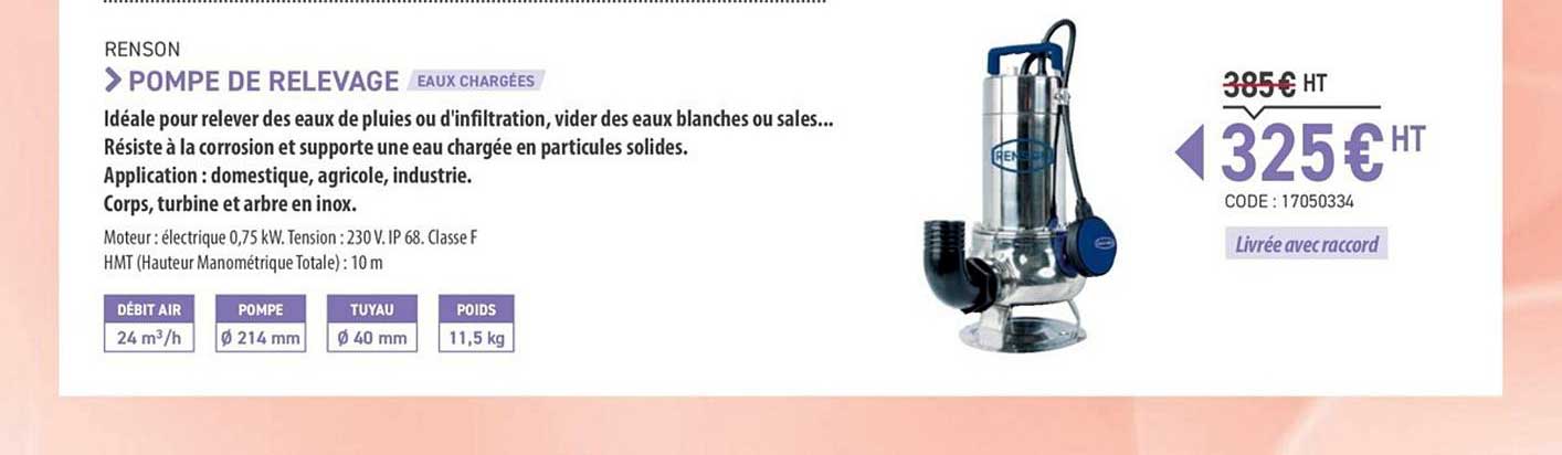 pompe de relevage eaux chargées renson