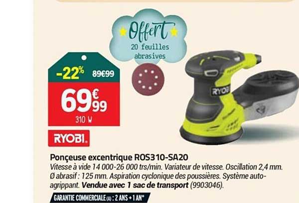 ponçeuse excentrique ros310 sa20 ryobi