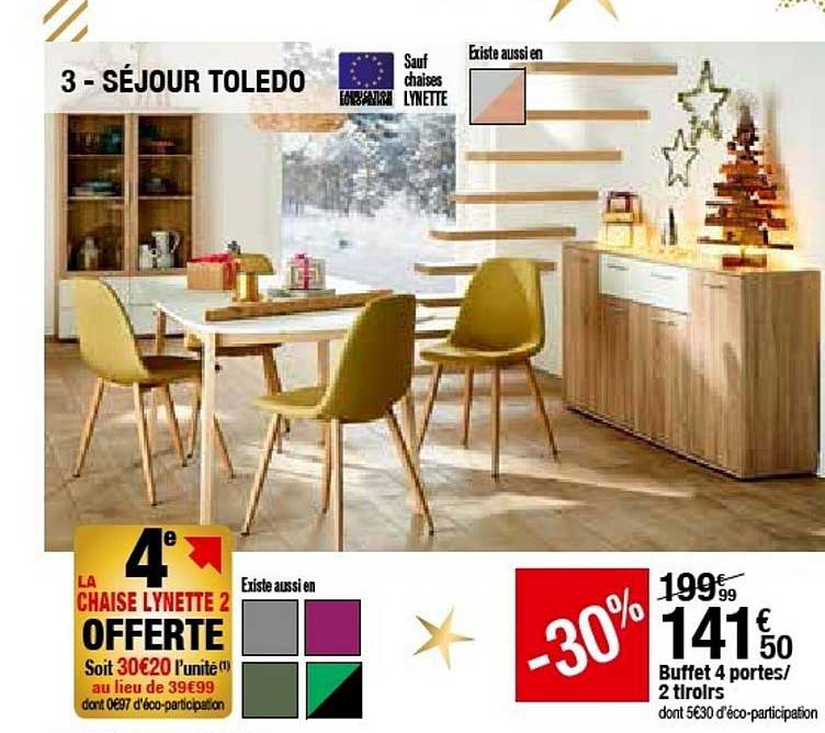 Séjour Toledo Buffet 4 Portes 2 Tiroirs