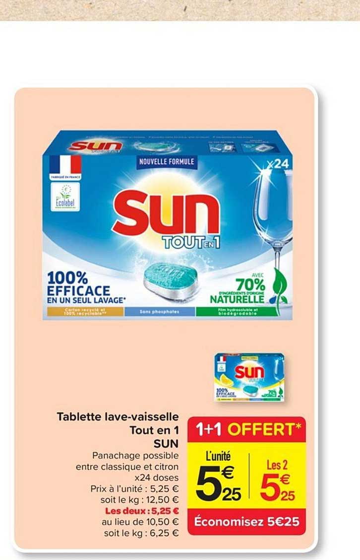 tablette lave vaisselle tout en 1 sun