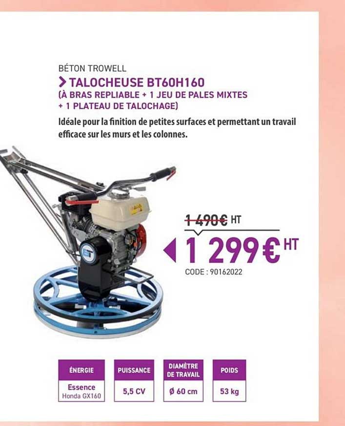 talocheuse bt60h160 béton trowell