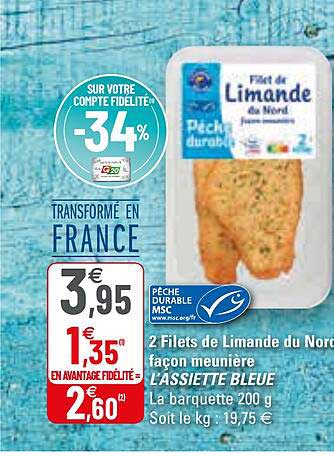 2 filets de limande du nord façon meunière l'assiette bleue