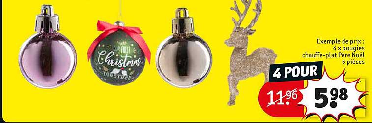 4x bougie chauffe-plat père noël 6 pièces