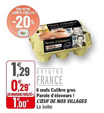 6 oeufs calibre gros parole d'éleveurs ! l'oeuf de nos villages