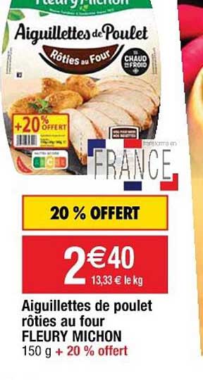 aiguillettes de poulet rôties au four fleury michon