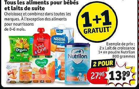 aliments pour bébés et laits de suite