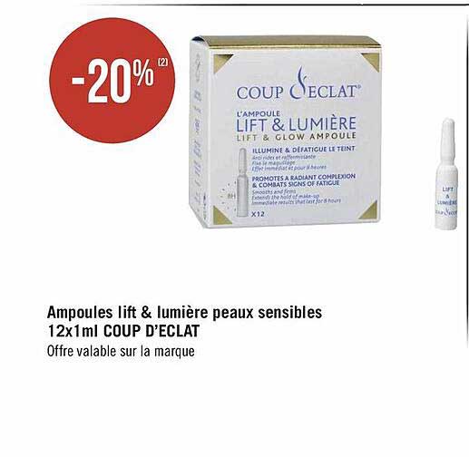 ampoules lift & lumière peaux sensibles 12 x 1 ml coup d'éclat