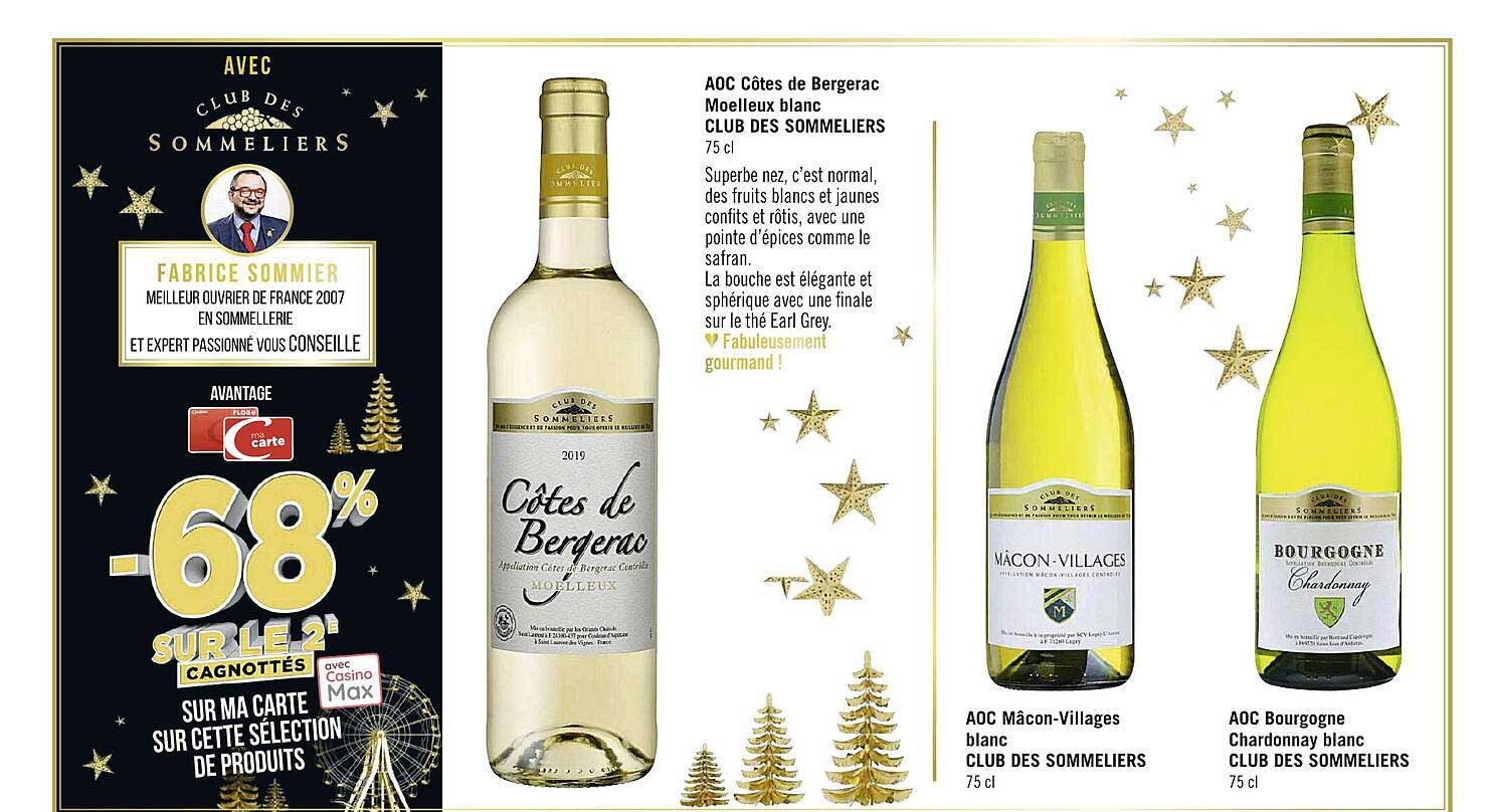 aoc côtes de bergerac moelleux blanc club des sommeliers, aoc mâcon-villages blanc club des sommeliers, aoc bourgogne chardonnay blanc club des semmeliers