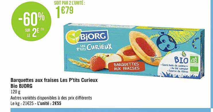 barquettes aux fraises les p'tits curieux bio bjorg