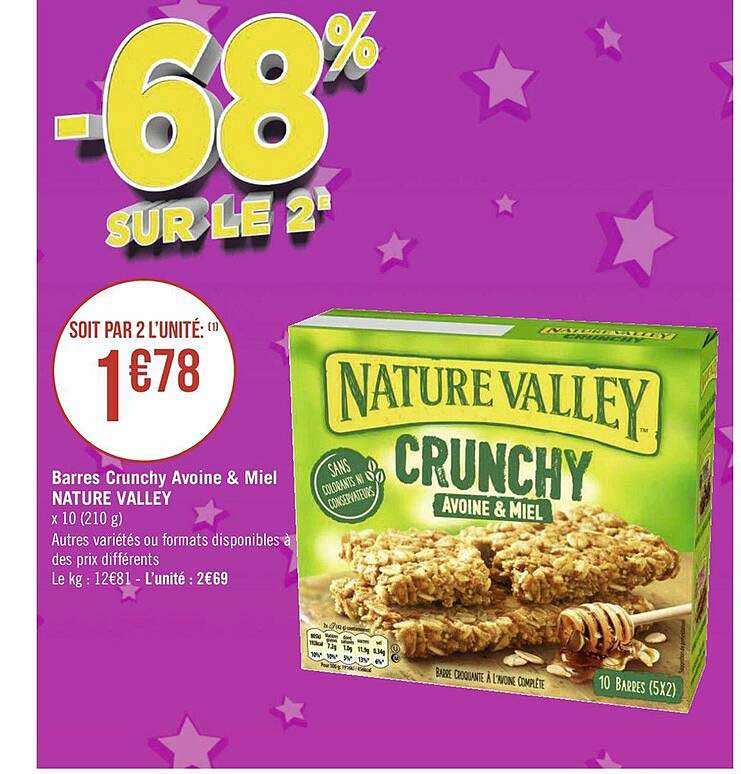 barres crunchy avoine & miel nature valley