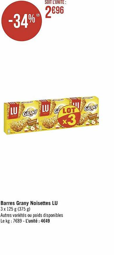 barres grany noisettes lu