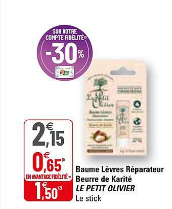 baume lèvres réparateur beurre de karité le petit olivier