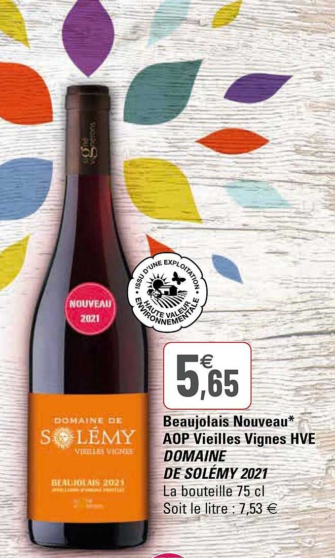 beaujolais nouveau aop vieilles vignes hve domaine de solémy 2021