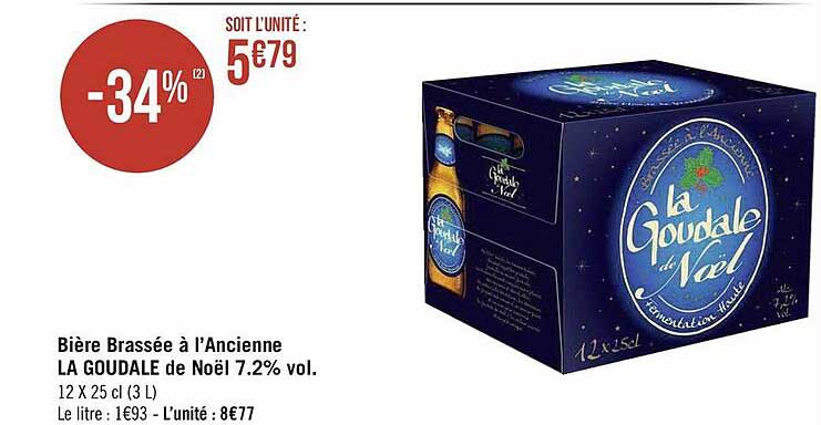 bière brassée à l'ancienne la goudale de noël 7.2% vol.