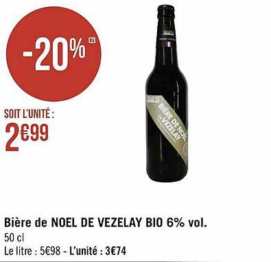 bière de noël de vezelay bio 6% vol.