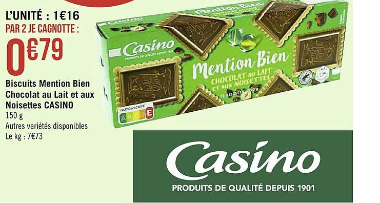 Biscuits Mention Bien Chocolat Au Lait Et Aux Noisettes Casino
