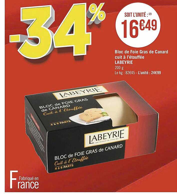 Bloc De Foie Gras De Canard Cuit à L'étouffée Labeyrie
