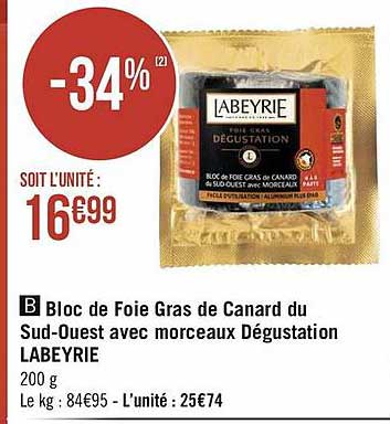 bloc de foie gras de canard du sud-ouest avec morceaux dégustation labeyrie