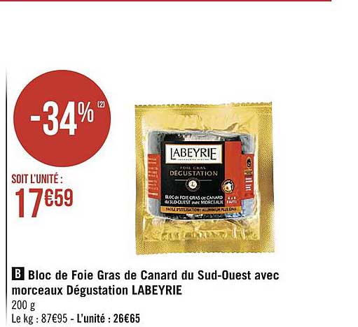bloc de foie gras de canard du sud-ouest avec morceaux dégustation labeyrie