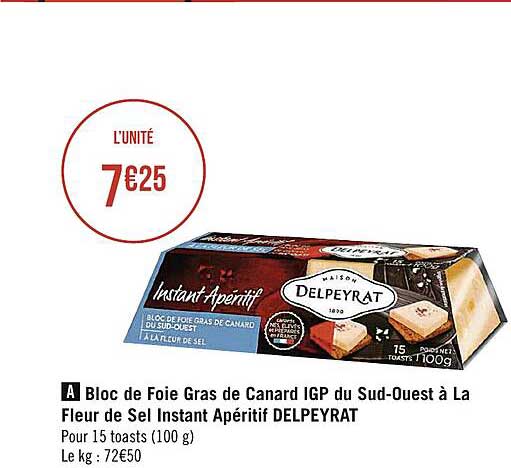 bloc de foie gras de canard igp du sud-ouest à la fleur de sel instant apéritif delpeyrat