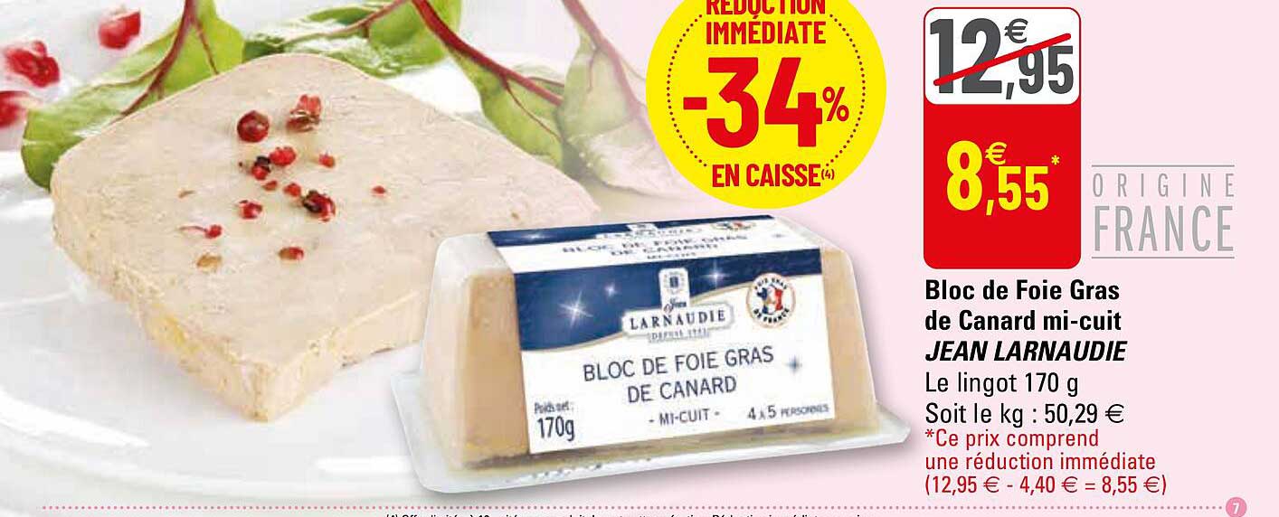 bloc de foie gras de canard mi-cuit jean larnaudie