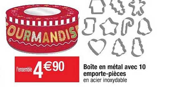 boîte en métal avec 10 emporte-pièces