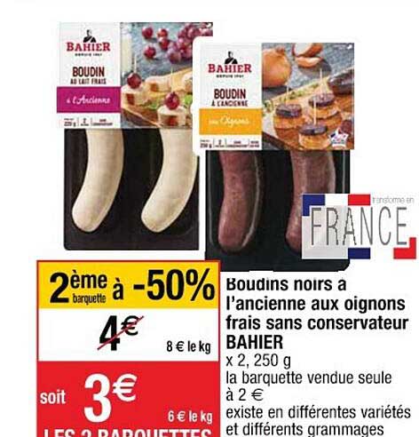 boudins noirs à l'ancienne aux oignons frais sans conservateur bahier