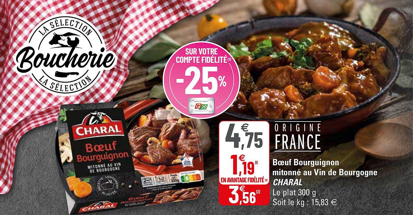 bœuf bourguignon mitonné au vin de bourgogne charal