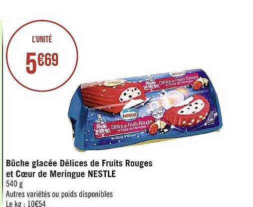 Bûche Glacée Délices De Fruits Rouges Et Cœur De Meringue Nestlé