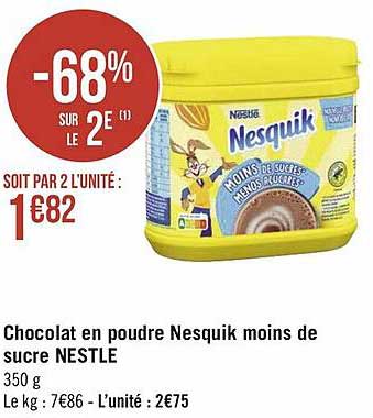 chocolat en poudre nesquik moins de sucre nestlé