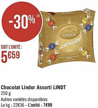 chocolat lindor assorti lindt