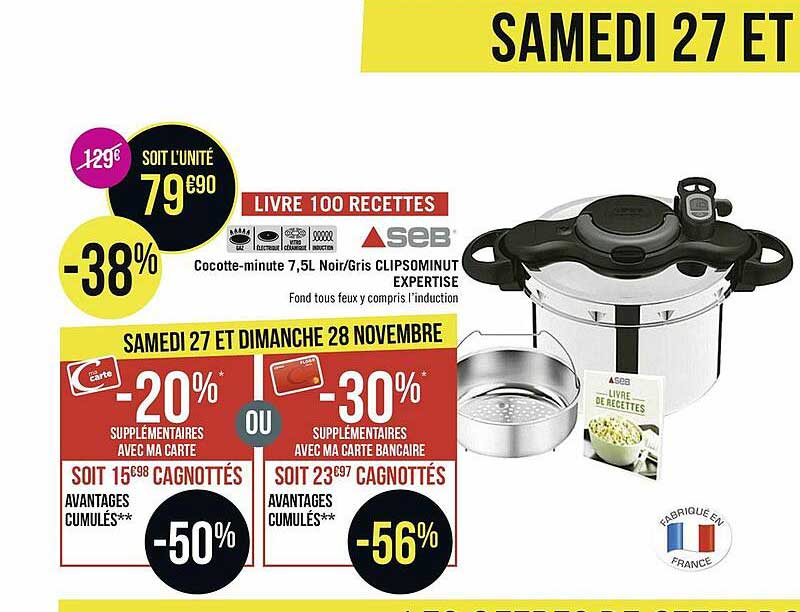 cocotte-minute 7,5l noir-gris clipsominut expertise seb