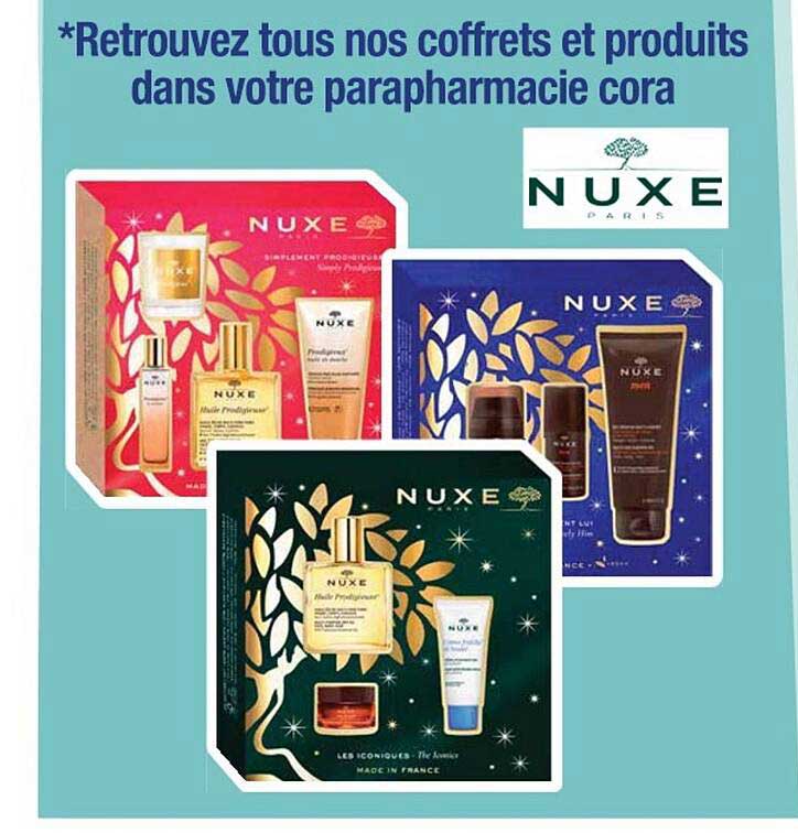coffrets et produits dans votre parapharmacie cora nuxe