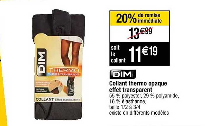 collant thermo opaque effet transparent dim