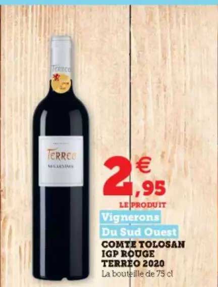 Comte Tolosan Igp Rouge Terreo 2020 Vignerons Du Sud Ouest