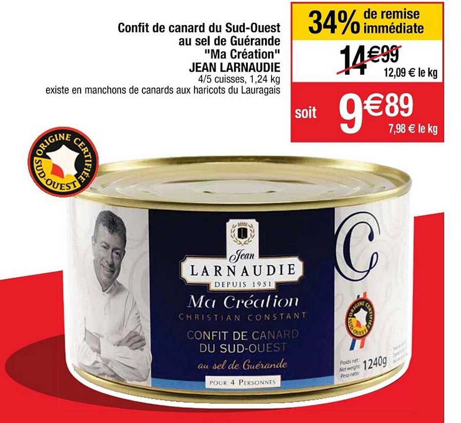 confit de canard du sud-ouest au sel de guérande "ma création" jean larnaudie