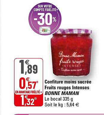 confiture moins sucrée fruits rouges intenses bonne maman