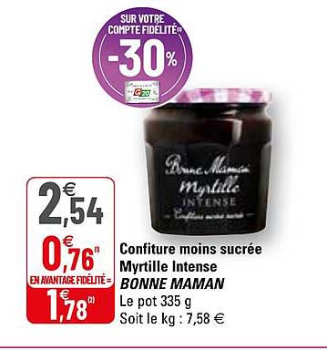 confiture moins sucrée myrtille intense bonne maman