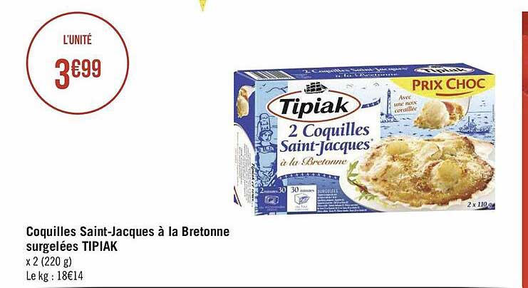 coquilles saint-jacques à la bretonne surgelées tipiak