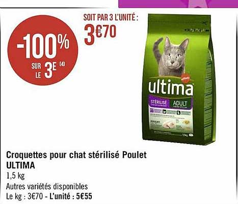Croquettes Pour Chat Stérilisé Poulet Ultima
