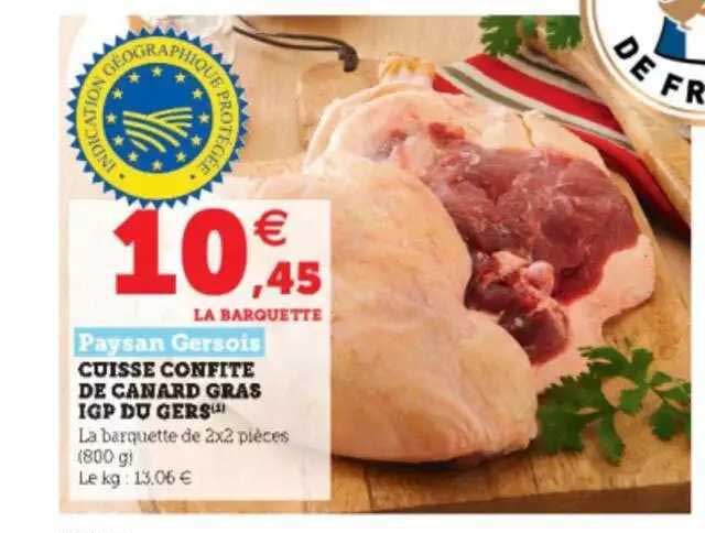 cuisse confite de canard gras igp du gers paysan gersois