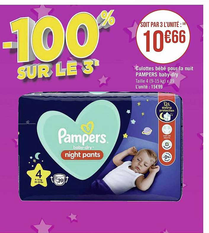 culottes bébé pour la nuit pampers baby-dry