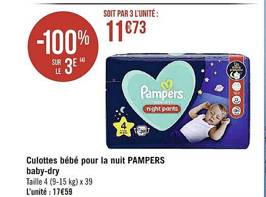 culottes bébé pour la nuit pampers baby-dry